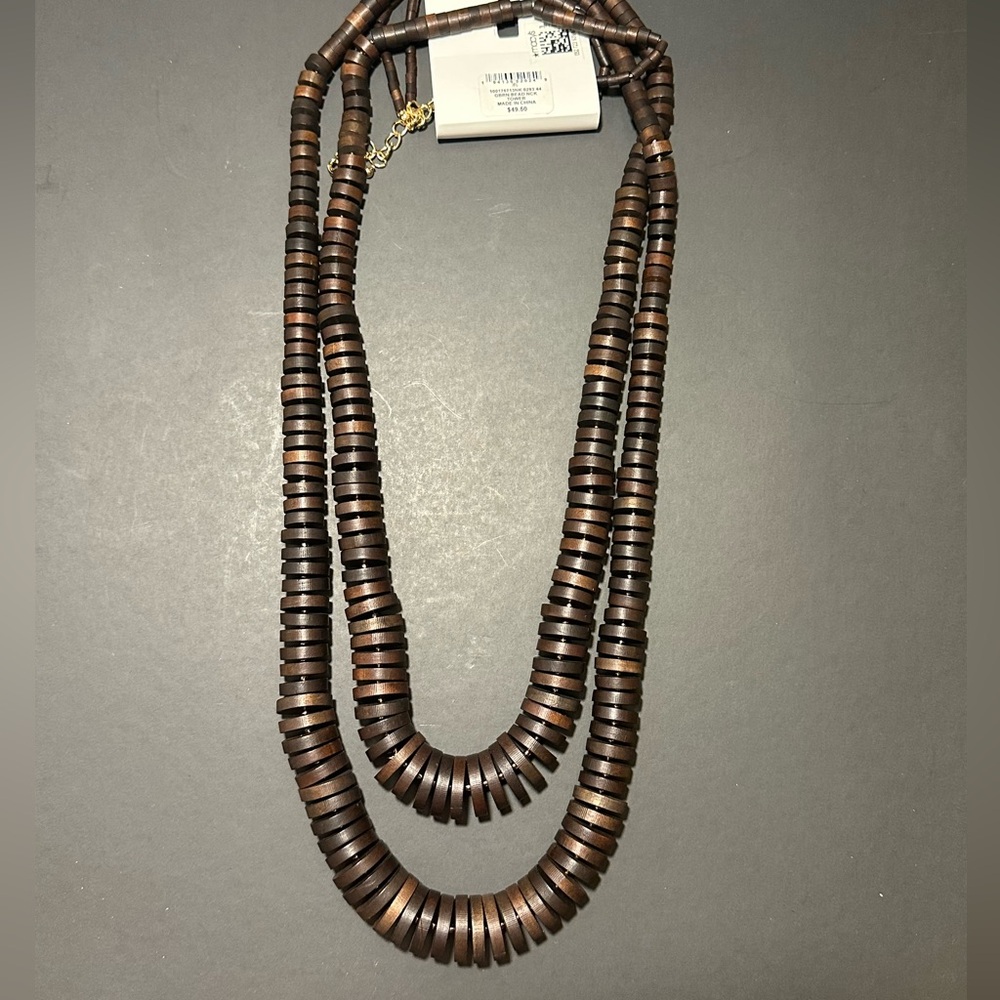 Real wood beads XL layered necklace
